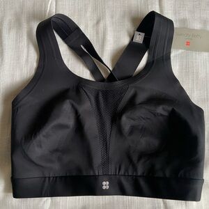 New Sweaty Betty All Train Sports Bra 36E Black Athletic Athlete High Impact
